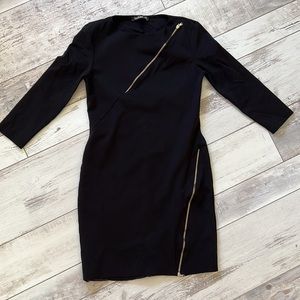 Black dress with decorative zippers